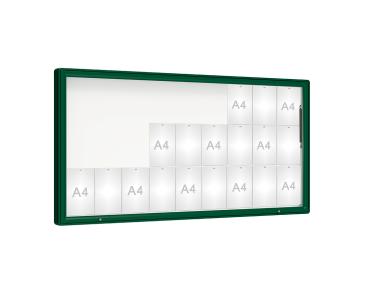 Schaukasten 2000 Farbe:RAL 6005|Verglasung:Securitglas|Abmessungen:27 A4 - B 2010 x H 1000 mm