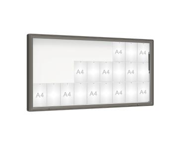Schaukasten 2000 Farbe:Procity grau|Verglasung:Securitglas|Abmessungen:27 A4 - B 2010 x H 1000 mm