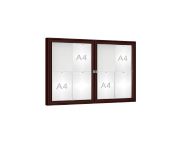 Schaukasten 1000 Farbe:RAL 8017|Verglasung:Plexichocs|Abmessungen:8 A4 - B 1200 x H 750 mm