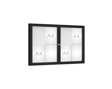Schaukasten 1000 Farbe:RAL 9005|Verglasung:Plexichocs|Abmessungen:8 A4 - B 1200 x H 750 mm
