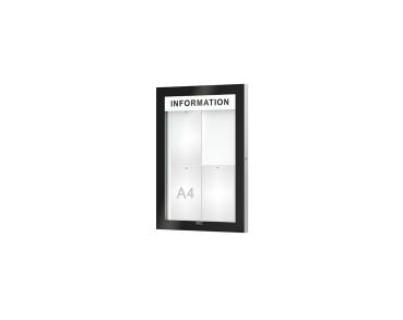 Schaukasten Edge Bautiefen 54 mm Titelleisten:Mit Titelleiste|Abmessungen:4 A4 - B 530 x H 760 mm