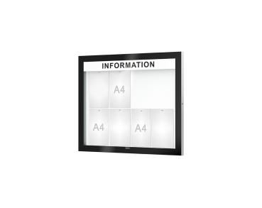 Schaukasten Edge Bautiefen 54 mm Titelleisten:Mit Titelleiste|Abmessungen:8 A4 - B 950 x H 800 mm