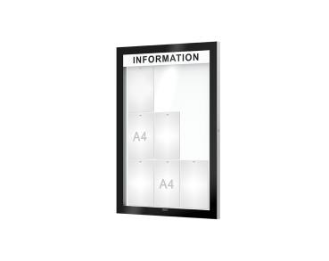 Schaukasten Edge Bautiefen 54 mm Titelleisten:Mit Titelleiste|Abmessungen:9 A4 - B 740 x H 1100 mm