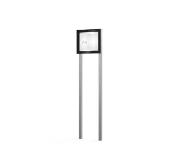 Schaukasten Edge Bautiefen 54 mm mit Pfosten Titelleisten:Ohne Titelleiste|Abmessungen:2 A4 - B 530 x H 465 mm