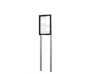 Schaukasten Edge Bautiefen 54 mm mit Pfosten Titelleisten:Ohne Titelleiste|Abmessungen:4 A4 - B 530 x H 760 mm