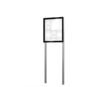 Schaukasten Edge Bautiefen 54 mm mit Pfosten Titelleisten:Ohne Titelleiste|Abmessungen:6 A4 - B 740 x H 800 mm