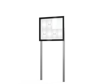 Schaukasten Edge Bautiefen 54 mm mit Pfosten Titelleisten:Ohne Titelleiste|Abmessungen:8 A4 - B 950 x H 800 mm