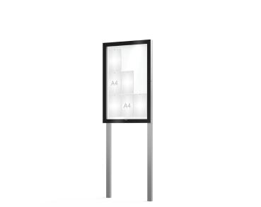 Schaukasten Edge Bautiefen 54 mm mit Pfosten Titelleisten:Ohne Titelleiste|Abmessungen:9 A4 - B 740 x H 1100 mm