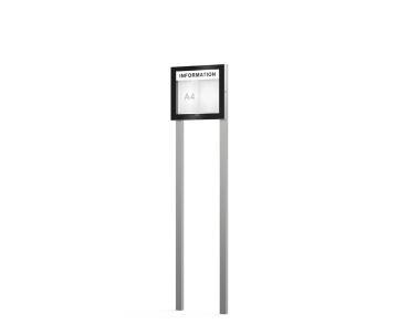 Schaukasten Edge Bautiefen 54 mm mit Pfosten Titelleisten:Mit Titelleiste|Abmessungen:2 A4 - B 530 x H 465 mm