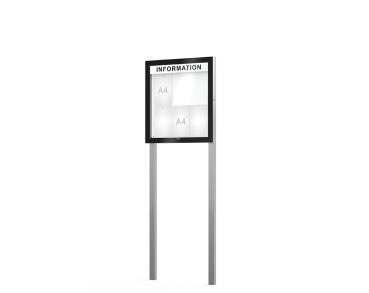 Schaukasten Edge Bautiefen 54 mm mit Pfosten Titelleisten:Mit Titelleiste|Abmessungen:6 A4 - B 740 x H 800 mm