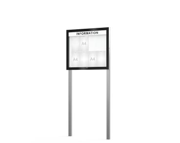 Schaukasten Edge Bautiefen 54 mm mit Pfosten Titelleisten:Mit Titelleiste|Abmessungen:8 A4 - B 950 x H 800 mm