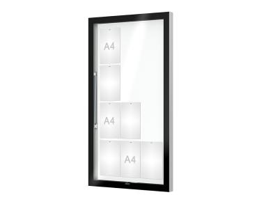 Schaukasten Edge Bautiefen 80 mm Titelleisten:Ohne Titelleiste|Abmessungen:12 A4 - B 760 x H 1420 mm