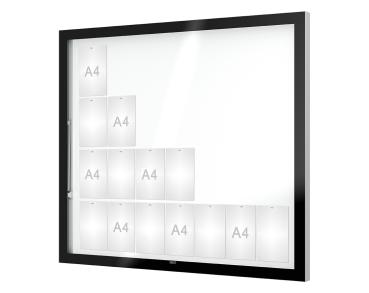 Schaukasten Edge Bautiefen 80 mm Titelleisten:Ohne Titelleiste|Abmessungen:28 A4 - B 1600 x H 1420 mm