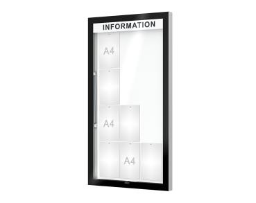 Schaukasten Edge Bautiefen 80 mm Titelleisten:Mit Titelleiste|Abmessungen:12 A4 - B 760 x H 1420 mm