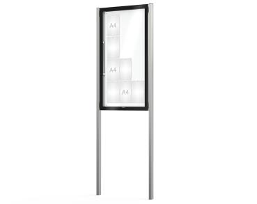 Schaukasten Edge Bautiefen 80 mm mit Pfosten Titelleisten:Ohne Titelleiste|Abmessungen:12 A4 - B 760 x H 1420 mm