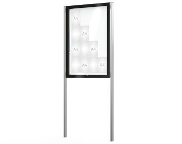 Schaukasten Edge Bautiefen 80 mm mit Pfosten Titelleisten:Ohne Titelleiste|Abmessungen:16 A4 - B 970 x H 1420 mm