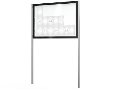 Schaukasten Edge Bautiefen 80 mm mit Pfosten Titelleisten:Ohne Titelleiste|Abmessungen:21 A4 - B 1600 x H 1120 mm