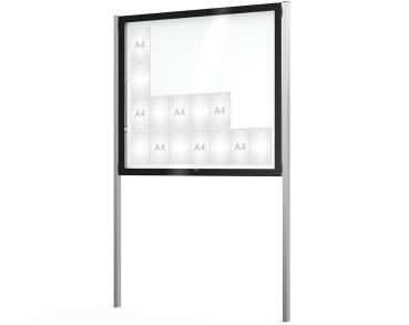 Schaukasten Edge Bautiefen 80 mm mit Pfosten Titelleisten:Ohne Titelleiste|Abmessungen:28 A4 - B 1600 x H 1420 mm