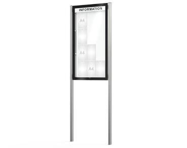 Schaukasten Edge Bautiefen 80 mm mit Pfosten Titelleisten:Mit Titelleiste|Abmessungen:12 A4 - B 760 x H 1420 mm