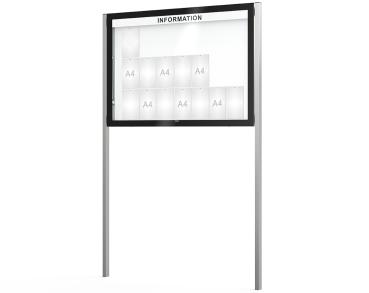 Schaukasten Edge Bautiefen 80 mm mit Pfosten Titelleisten:Mit Titelleiste|Abmessungen:21 A4 - B 1600 x H 1120 mm
