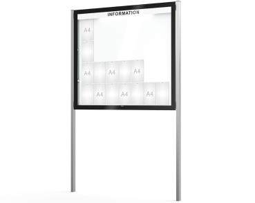 Schaukasten Edge Bautiefen 80 mm mit Pfosten Titelleisten:Mit Titelleiste|Abmessungen:28 A4 - B 1600 x H 1420 mm