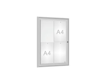 Schaukasten Tradition Farbe:Silber eloxiert|Abmessungen:4 A4 - B 550 x H 750 mm