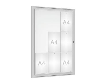 Schaukasten Tradition Farbe:Silber eloxiert|Abmessungen:9 A4 - B 750 x H 1050 mm
