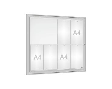 Schaukasten Tradition Farbe:Silber eloxiert|Abmessungen:8 A4 - B 980 x H 830 mm