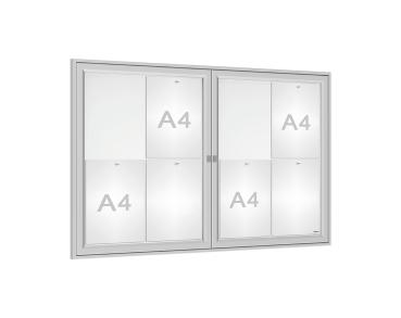 Schaukasten Tradition Farbe:Silber eloxiert|Abmessungen:8 A4 - B 1200 x H 750 mm