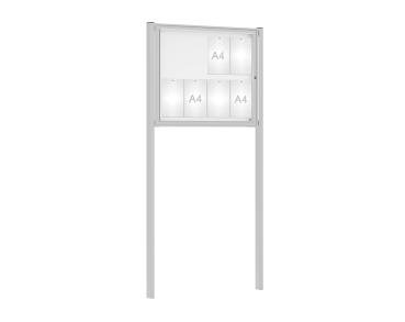 Schaukasten Klassik mit Pfosten Farbe:Silber eloxiert|Abmessungen:8 A4 - B 980 x H 830 mm - Flügeltür|Pfosten:Mittelpfosten zum Einbetonieren