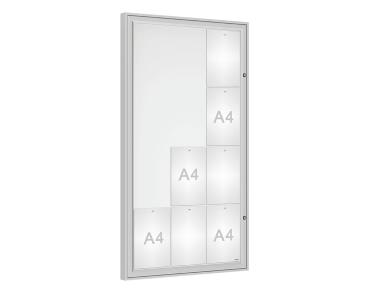 Schaukasten Klassik Farbe:Silber eloxiert|Verglasung:Securitglas|Abmessungen:12 A4 – B 750 x H 1350 mm