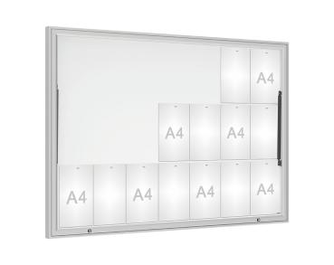 Schaukasten Klassik Farbe:Silber eloxiert|Verglasung:Securitglas|Abmessungen:21 A4 - B 1600 x H1130 mm