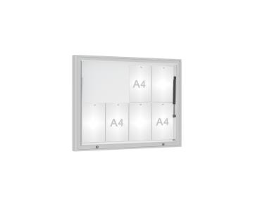 Schaukasten 1000 Farbe:Silber eloxiert|Verglasung:Plexichocs|Abmessungen:8 A4 - B 1000 x H 750 mm