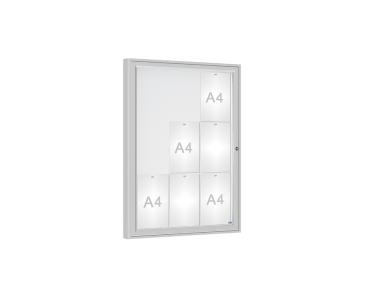 Schaukasten 1000 Farbe:Silber eloxiert|Verglasung:Securitglas|Abmessungen:9 A4 - B 750 x H 1000 mm