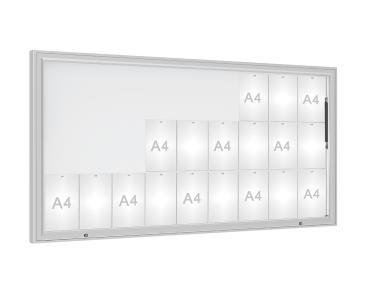 Schaukasten 1000 Farbe:Silber eloxiert|Verglasung:Securitglas|Abmessungen:27 A4 - B 2010 x H 1000 mm