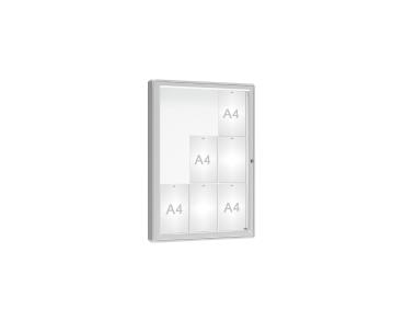 Schaukasten 2000 Farbe:Silber eloxiert|Verglasung:Plexichocs|Abmessungen:9 A4 - B 750 x H 1000 mm