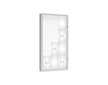 Schaukasten 2000 Farbe:Silber eloxiert|Verglasung:Securitglas|Abmessungen:12 A4 - B 750 x H 1350 mm