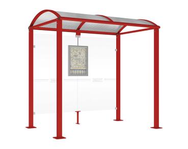 Wartehalle Malta Farbe:RAL 3004|Länge:2 500 mm|Struktur:Ohne Seitenverkleidung