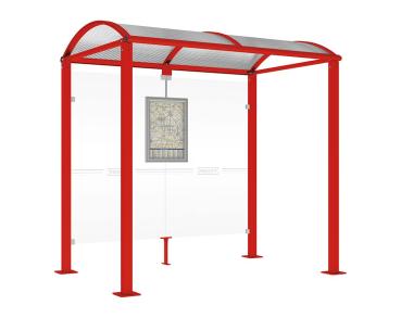 Wartehalle Malta Farbe:RAL 3020|Länge:2 500 mm|Struktur:Ohne Seitenverkleidung