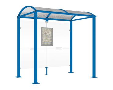 Wartehalle Malta Farbe:RAL 5010|Länge:2 500 mm|Struktur:Ohne Seitenverkleidung