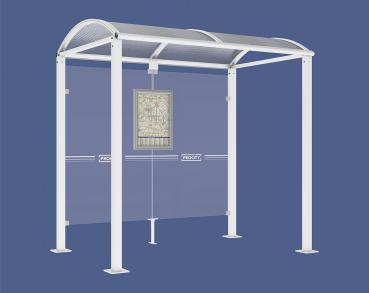 Wartehalle Malta Farbe:RAL 9010|Länge:2 500 mm|Struktur:Ohne Seitenverkleidung