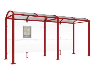 Wartehalle Malta Farbe:RAL 3004|Länge:5 000 mm|Struktur:Ohne Seitenverkleidung