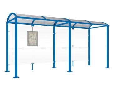 Wartehalle Malta Farbe:RAL 5010|Länge:5 000 mm|Struktur:Ohne Seitenverkleidung