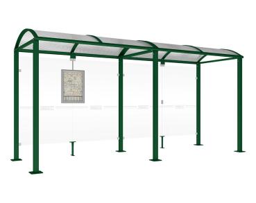 Wartehalle Malta Farbe:RAL 6005|Länge:5 000 mm|Struktur:Ohne Seitenverkleidung