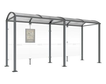 Wartehalle Malta Farbe:Procity grau|Länge:5 000 mm|Struktur:Ohne Seitenverkleidung
