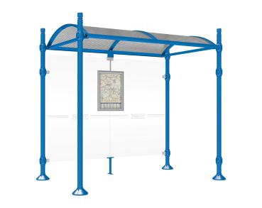 Wartehalle Province City Farbe:RAL 5010|Länge:2500 mm|Struktur:Ohne Seitenverkleidungen
