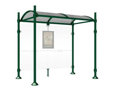 Wartehalle Province City Farbe:RAL 6005|Länge:2500 mm|Struktur:Ohne Seitenverkleidungen