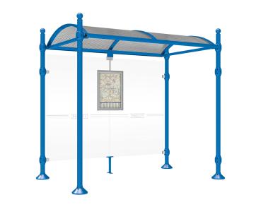 Wartehalle Province Kugel Farbe:RAL 5010|Länge:2500 mm|Struktur:Ohne Seitenverkleidung