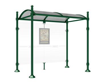 Wartehalle Province Kugel Farbe:RAL 6005|Länge:2500 mm|Struktur:Ohne Seitenverkleidung