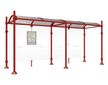 Wartehalle Province City Farbe:RAL 3004|Länge:5000 mm|Struktur:Ohne Seitenverkleidungen